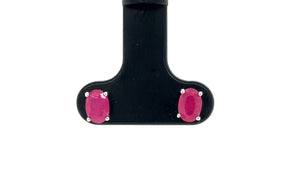 9ct White Gold Oval Faceted Ruby Stud Earrings