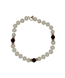 Freshwater Pearl And Garnet Bracelet