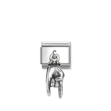 Load image into Gallery viewer, Composable Classic Link Horn Hand Silver Drop
