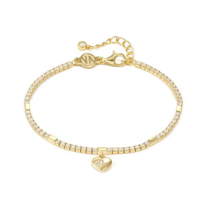 Petit Sparkle Tennis Bracelet - Heart 18k Plated