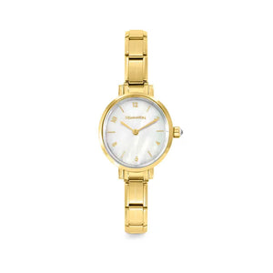 Time Yellow PVD Oval Watch White Mother Of Pearl