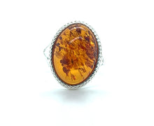 Load image into Gallery viewer, Oval Amber Ring Bead Edge Design 18x12mm
