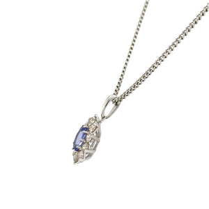 9ct White Gold Oval 0.41ct Tanzanite And Diamond Pendant