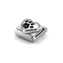 Load image into Gallery viewer, Composable Classic Link Heart With Black Paw Print In Silver And Enamel
