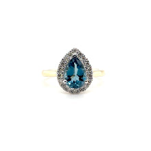 Load image into Gallery viewer, 9ct Gold London Blue Topaz And Diamond Cluster Ring
