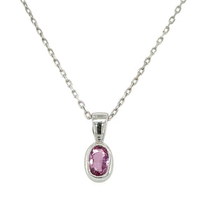 9ct White Gold Pendant With Oval Faceted Pink Sapphire