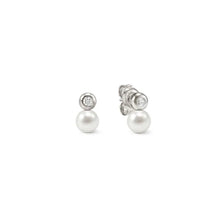 Load image into Gallery viewer, Pearls Loop Earrings - Round Silver
