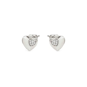 Petit Sparkle Earrings - Heart Silver