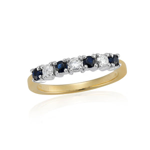 9ct Sapphire And Diamond Seven Stone Ring