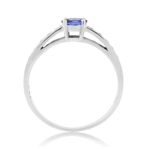 9ct White Gold Tanzanite And Diamond Ring