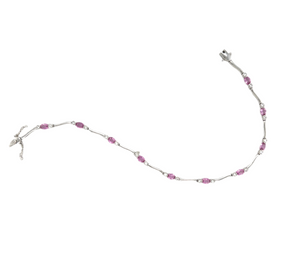 18ct White Gold Pink Sapphire And Diamond Bracelet