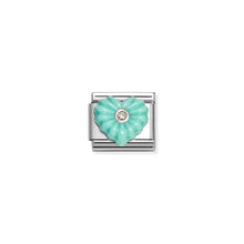 Load image into Gallery viewer, Composable Classic Link Turquoise Heart Silver With Clear CZ
