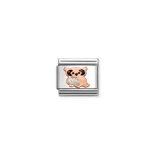 Load image into Gallery viewer, Composable Classic Link Bonded Rose Gold Owl With Silver And Black Glitter
