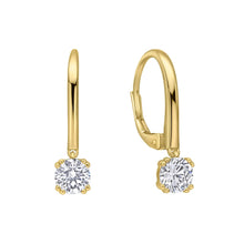 Load image into Gallery viewer, Gold Plated Double Claw Solitaire French Hook Earrings
