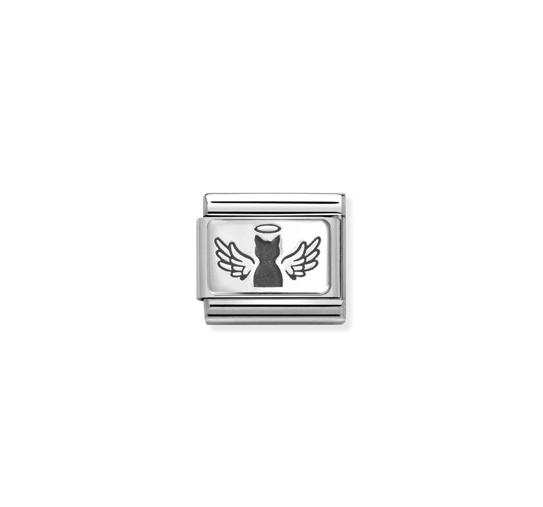 Composable Classic Link Angel Cat In Silver
