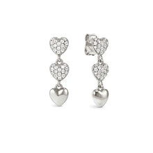 Load image into Gallery viewer, Precious Moves Earrings - Silver Clear Cubic Zirconia Hearts
