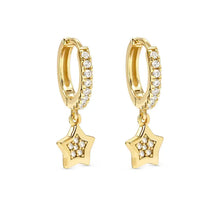 Load image into Gallery viewer, Petit Sparkle Hoop Earrings - Star 18K Plated
