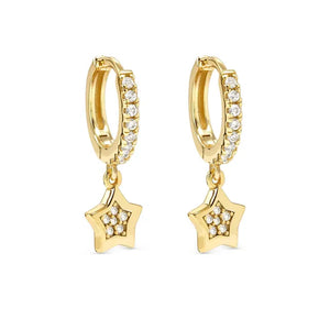 Petit Sparkle Hoop Earrings - Star 18K Plated