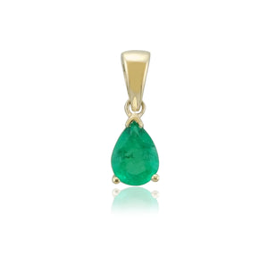 Yellow Gold Pear Shaped Emerald Pendant