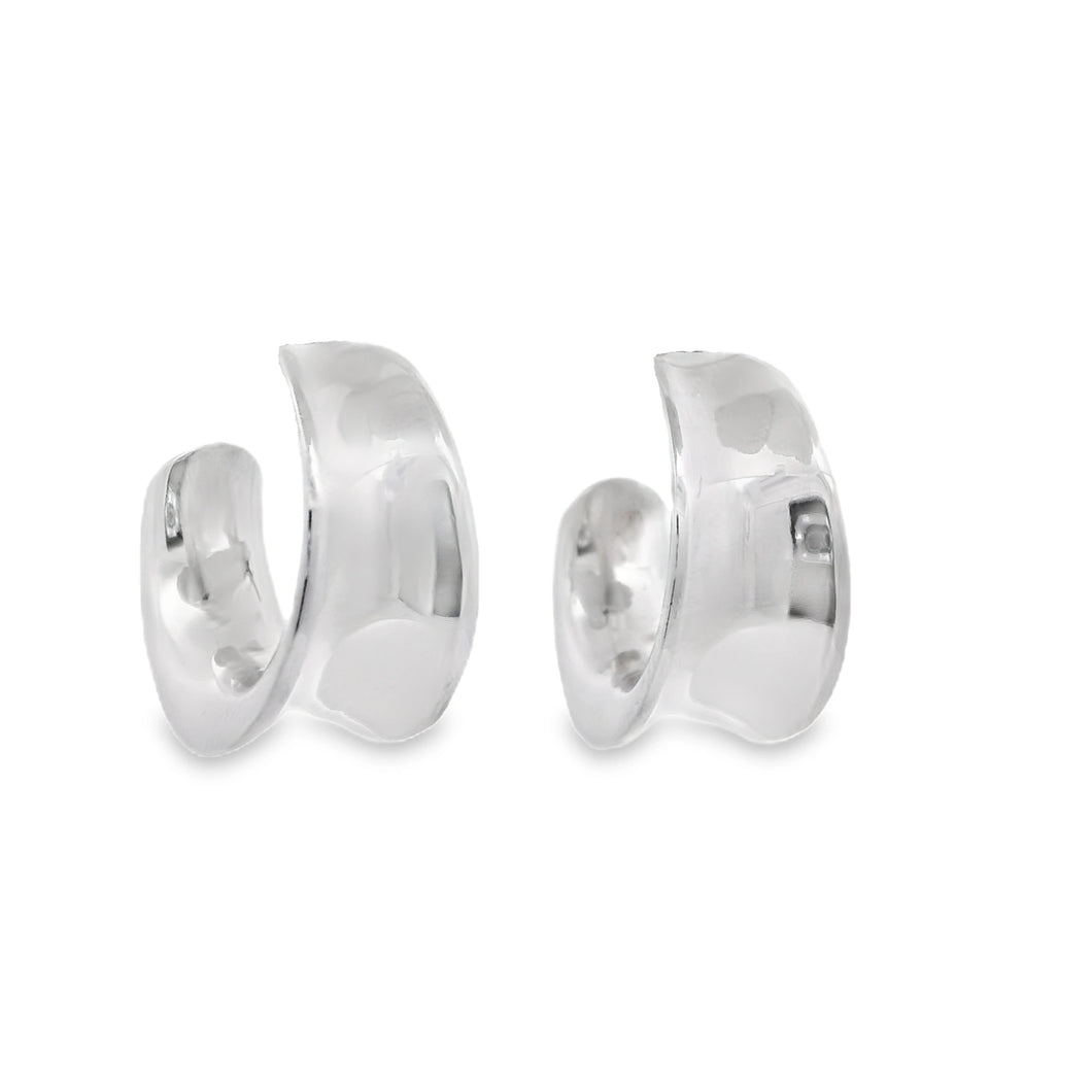 Silver Concave Hoop Earrings