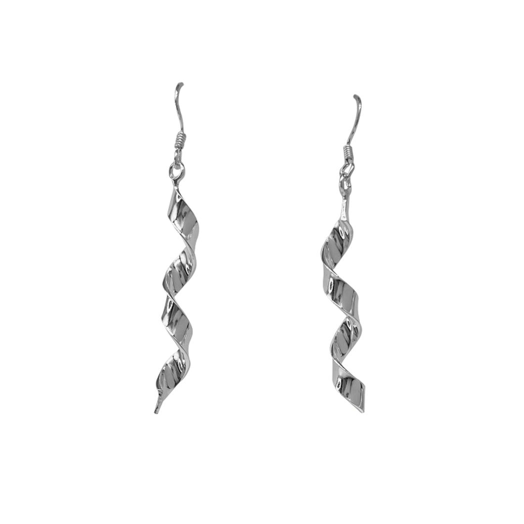 Silver Curl Drop Earrings