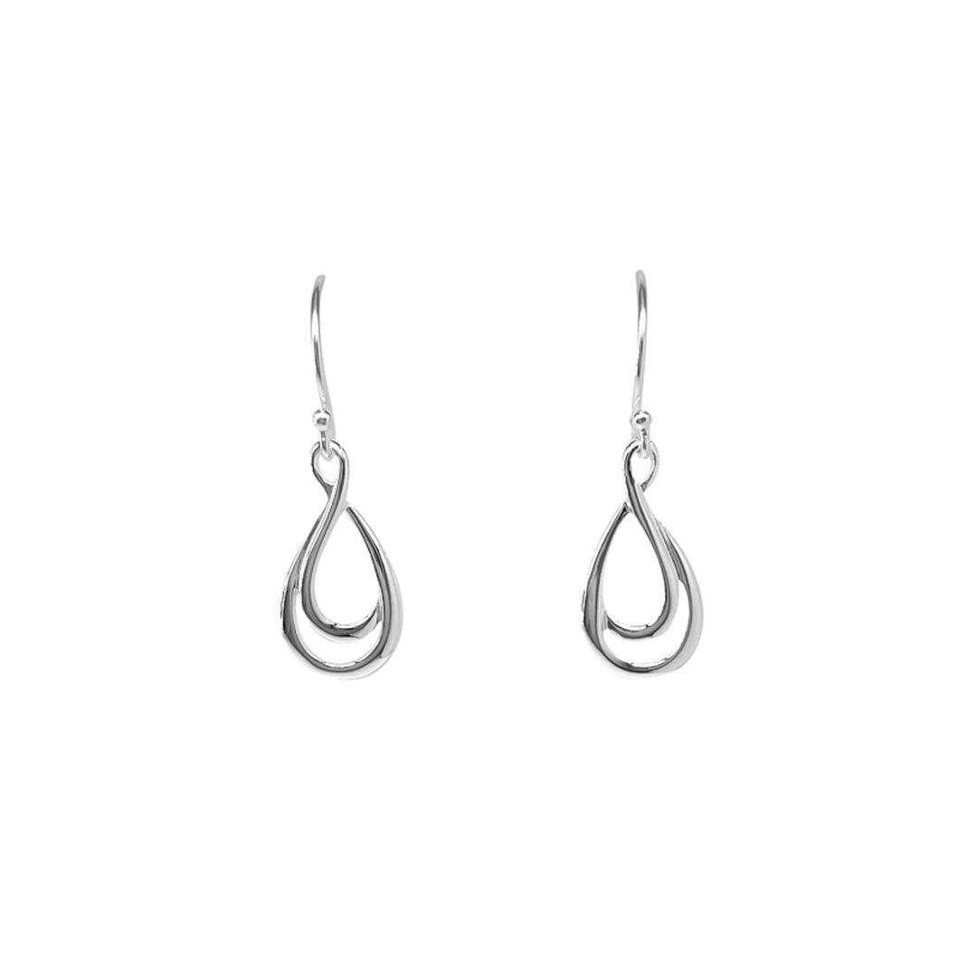 Silver Entwined Pear Shaped Drop Earrings