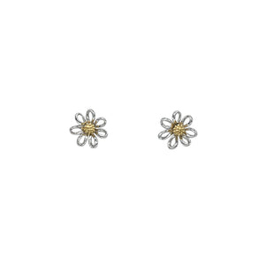 Silver And Yellow Gold Plated Daisy Earrings 10.5mm