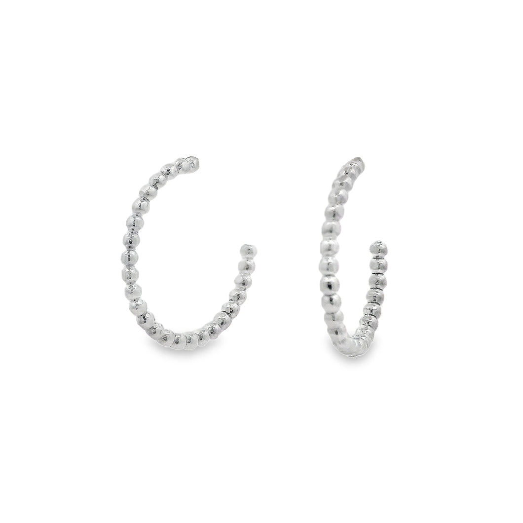 Silver Small Beaded Hoop Earrings