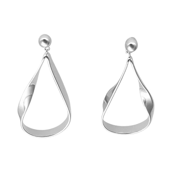 Silver Twist Pear Drop Earrings