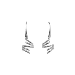 Silver Five Irregular Line Drop Earrings