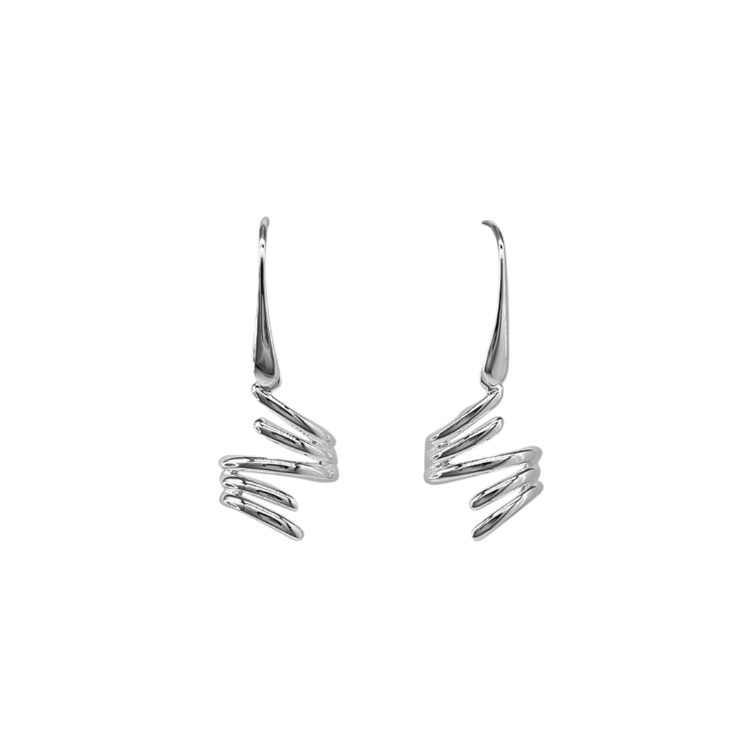 Silver Five Irregular Line Drop Earrings