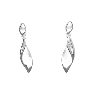 Silver Twisted Leaf Drop Earrings