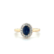 Load image into Gallery viewer, 9ct Oval Sapphire And Diamond Cluster Ring
