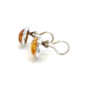 Oval Amber Clip Earrings