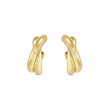 Load image into Gallery viewer, Ecclectica Earrings - Crisscross Hoops Yellow PVD
