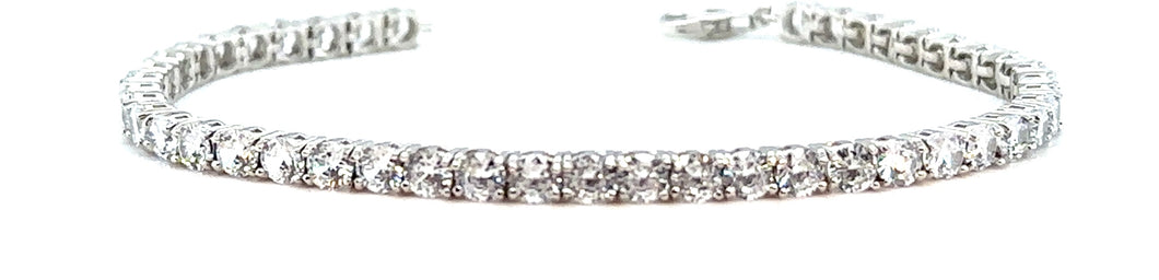 Sterling Silver And Round Cubic Zirconia Tennis Bracelet