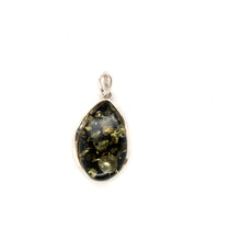 Load image into Gallery viewer, Sterling Silver Pear Shaped Green Amber Pendant
