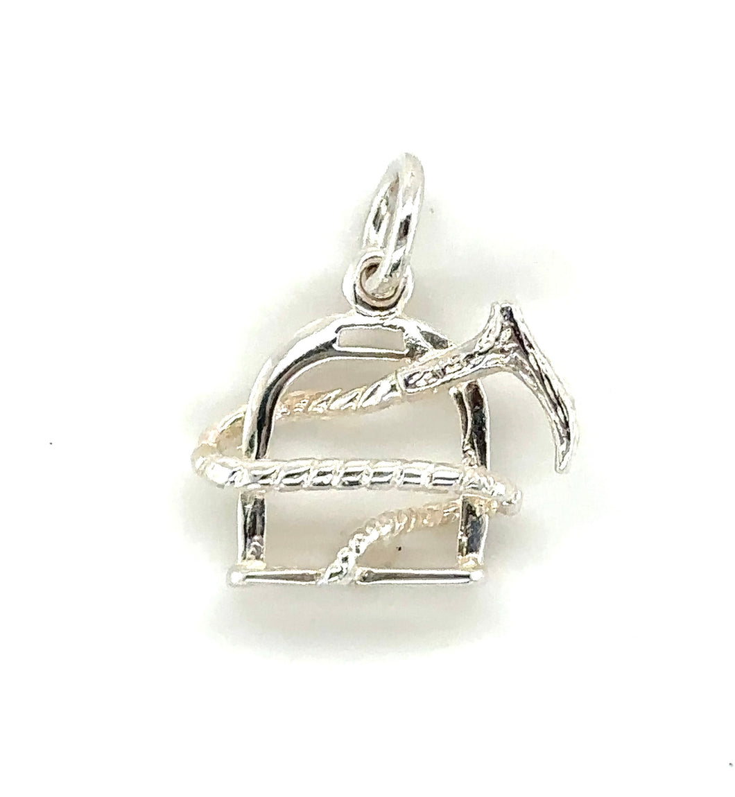 Silver Stirrup And Whip Charm