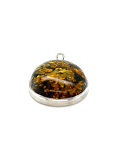 Load image into Gallery viewer, Sterling Silver Oval Green Amber Pendant
