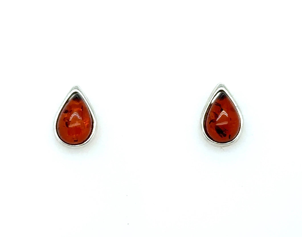 Pear Shaped Amber Stud Earrings