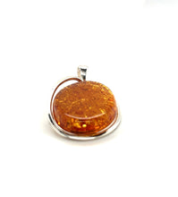Load image into Gallery viewer, Sterling Silver Oval Shaped Amber Pendant

