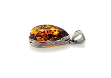 Load image into Gallery viewer, Sterling Silver Pear Shaped Amber Pendant
