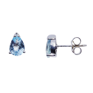 9ct White Gold Pear Shaped Aquamarine Earrings