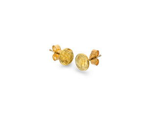 9ct Yellow Gold Wobbly Disc Stud Earrings
