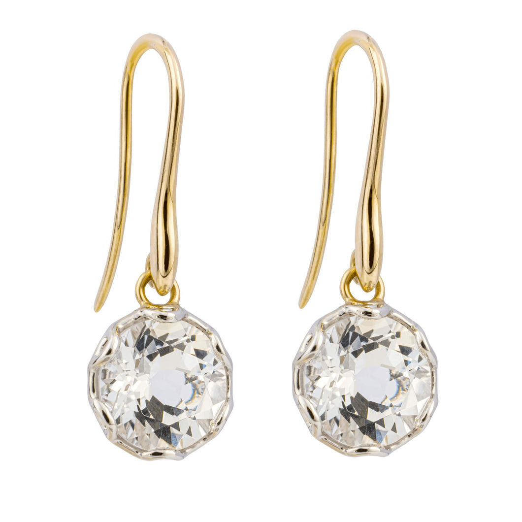 9ct Yellow And White Gold White Topaz Earrings