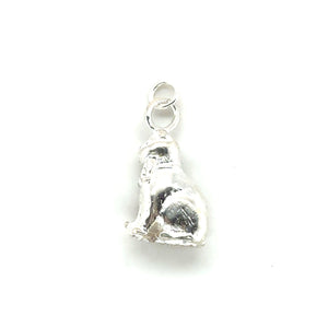 Silver Seated Cat With Bow Charm