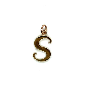 9ct Yellow Gold Script Initial S Charm