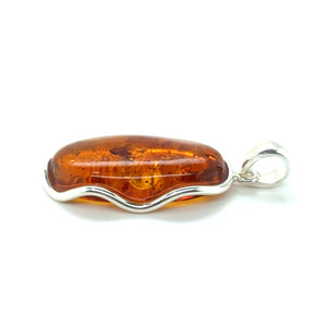 Sterling Silver Oval Amber Pendant