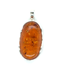Load image into Gallery viewer, Sterling Silver Oval Amber Pendant
