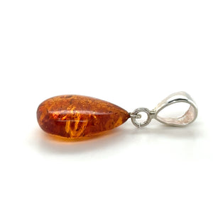 Sterling Silver Droplet Amber Pendant